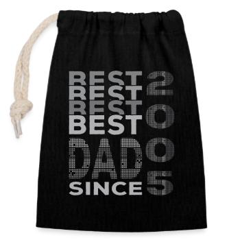 Meilleur papa du monde depuis 2005 Fête des Pères - Sac cadeau en coton avec cordon (14 x 20 cm) - noir - Devant