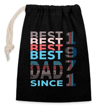 Best dad in the world since 1971 Father's Day Birthday - Closable cotton gift bag (14x20cm) - black - Front