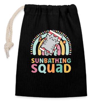 Sunbathing Squad Lustiges Matching Für Mädchen Sonnenbad - Verschließbarer Geschenkbeutel aus Baumwolle (14x20cm) - Schwarz - Vorne