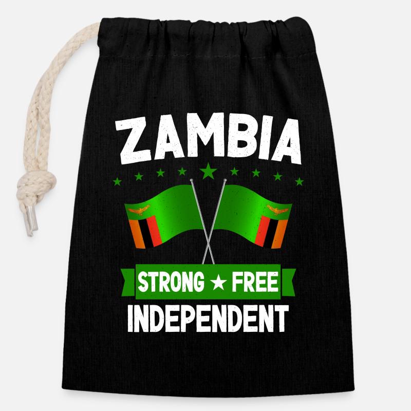 Zambia - Closable cotton gift bag (14x20cm) - black