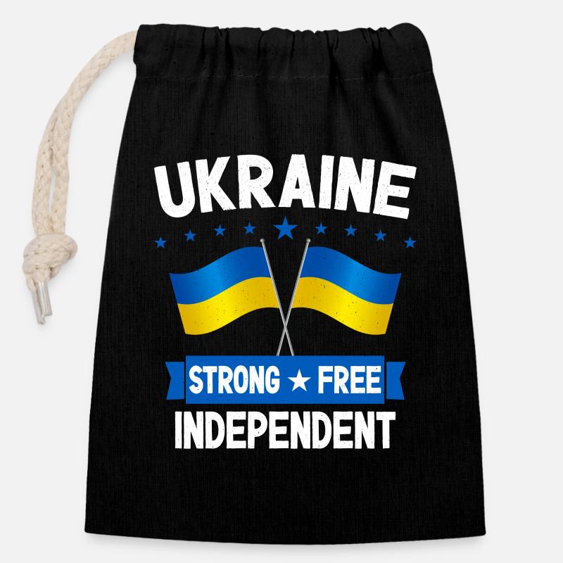 Ukraine - Sac cadeau en coton avec cordon (14 x 20 cm) - noir