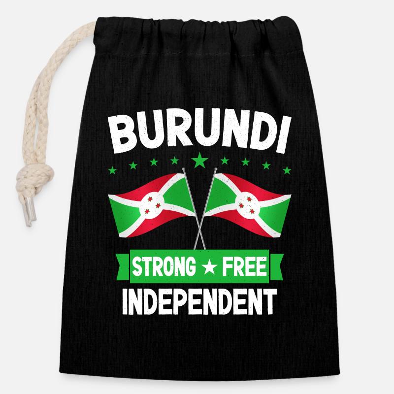Burundi - Verschließbarer Geschenkbeutel aus Baumwolle (14x20cm) - Schwarz