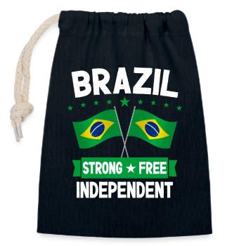 Brazil - Closable cotton gift bag (14x20cm) - navy - Front