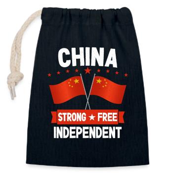 Chine - Sac cadeau en coton avec cordon (14 x 20 cm) - bleu marine - Devant