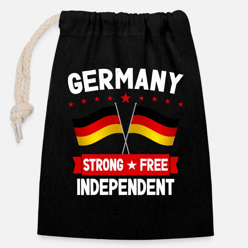 Deutschland - Verschließbarer Geschenkbeutel aus Baumwolle (14x20cm) - Schwarz