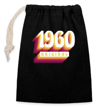 1960 Original. Coole Geschenkidee zum Geburtstag - Verschließbarer Geschenkbeutel aus Baumwolle (14x20cm) - Schwarz - Vorne
