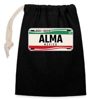 Alma Personalized Mexican Vehicle plates w name - Closable cotton gift bag (14x20cm) - black - Front