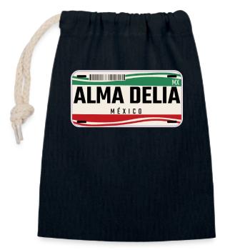 Alma Delia Personalisierte mexikanische Fahrzeugkennzeichen w - Verschließbarer Geschenkbeutel aus Baumwolle (14x20cm) - Navy - Vorne