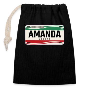 Amanda Personalized Mexican Vehicle plates w name - Closable cotton gift bag (14x20cm) - black - Front