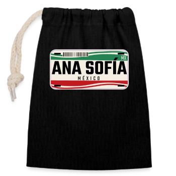 Ana Sofia Personalized Mexican Vehicle plates w - Closable cotton gift bag (14x20cm) - black - Front