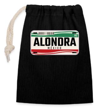Alondra Personalized Mexican Vehicle plates w name - Closable cotton gift bag (14x20cm) - black - Front