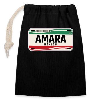 Amara Personalized Mexican Vehicle plates w name - Closable cotton gift bag (14x20cm) - black - Front