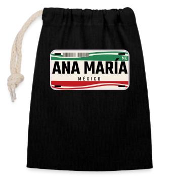 Ana Maria Personalized Mexican Vehicle plates w - Closable cotton gift bag (14x20cm) - black - Front