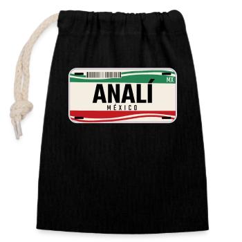 Anali Personalized Mexican Vehicle plates w name - Closable cotton gift bag (14x20cm) - black - Front