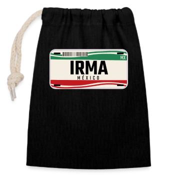 Irma Personalized Mexican Vehicle plates w name - Closable cotton gift bag (14x20cm) - black - Front