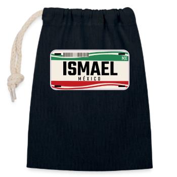 Ismael Plaques de véhicule mexicaines personnalisées w nom - Sac cadeau en coton avec cordon (14 x 20 cm) - bleu marine - Devant