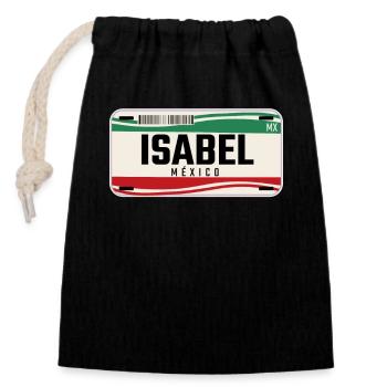Isabel Personalized Mexican Vehicle plates w name - Closable cotton gift bag (14x20cm) - black - Front