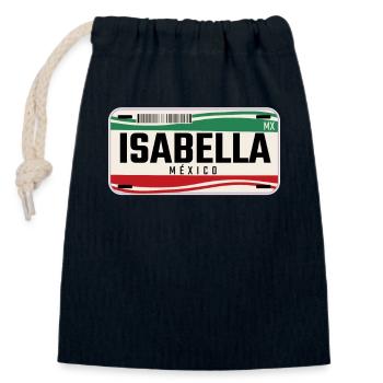 Isabella Personalized Mexican Vehicle plates w - Closable cotton gift bag (14x20cm) - navy - Front