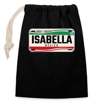 Isabella Personalized Mexican Vehicle plates w - Closable cotton gift bag (14x20cm) - black - Front