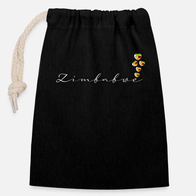 Zimbabwe - Closable cotton gift bag (14x20cm) - black
