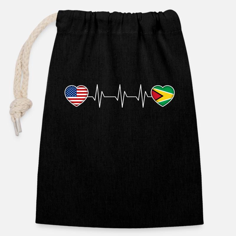 Guyana - Sac cadeau en coton avec cordon (14 x 20 cm) - noir