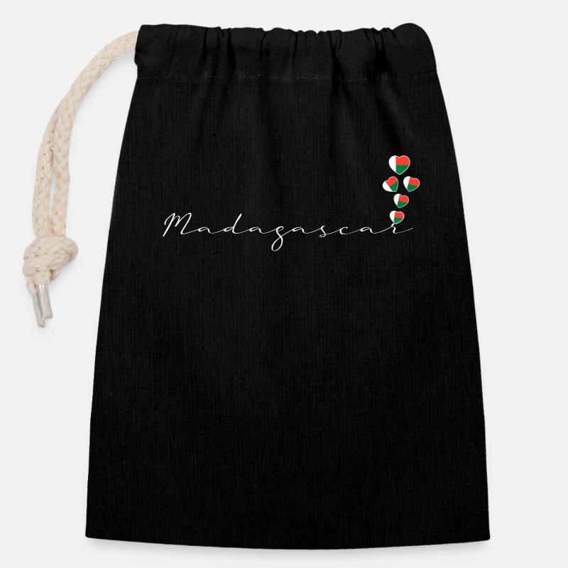 Macédoine - Sac cadeau en coton avec cordon (14 x 20 cm) - noir