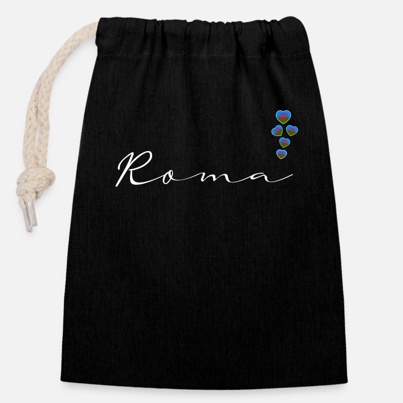 Roma - Sac cadeau en coton avec cordon (14 x 20 cm) - noir