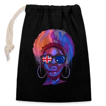 Australia - Closable cotton gift bag (14x20cm) - black - Front