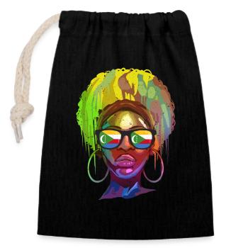 Comoros - Closable cotton gift bag (14x20cm) - black - Front