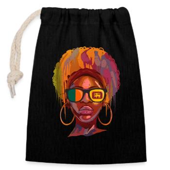 Sri Lanka - Sac cadeau en coton avec cordon (14 x 20 cm) - noir - Devant