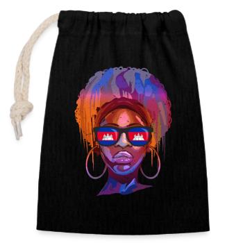 Cambodia - Closable cotton gift bag (14x20cm) - black - Front