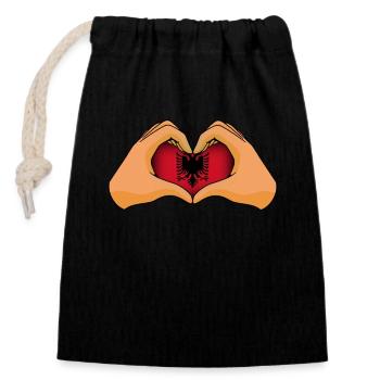 Albania - Closable cotton gift bag (14x20cm) - black - Front