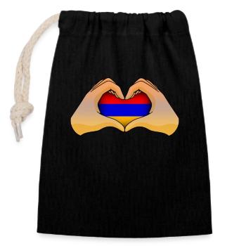 Armenien - Verschließbarer Geschenkbeutel aus Baumwolle (14x20cm) - Schwarz - Vorne