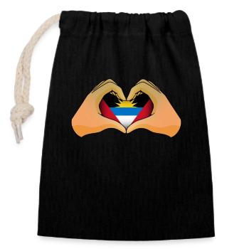Antigua and Barbuda - Closable cotton gift bag (14x20cm) - black - Front