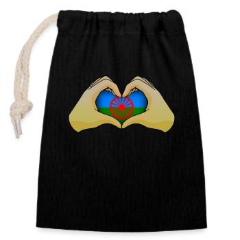 Roma - Closable cotton gift bag (14x20cm) - black - Front