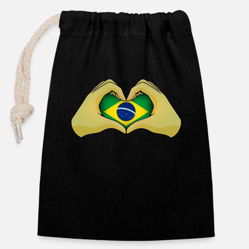 Brésil - Sac cadeau en coton avec cordon (14 x 20 cm) - noir