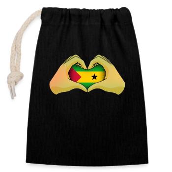 Sao Tomé et Principe - Sac cadeau en coton avec cordon (14 x 20 cm) - noir - Devant
