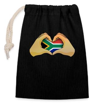 South Africa - Closable cotton gift bag (14x20cm) - black - Front
