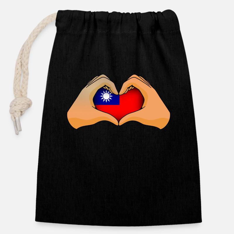 Taiwan - Closable cotton gift bag (14x20cm) - black