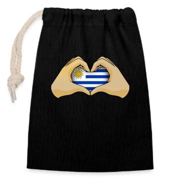 Uruguay - Closable cotton gift bag (14x20cm) - black - Front