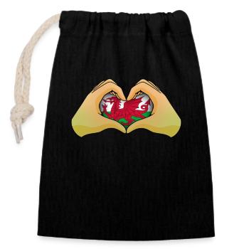 Wales - Closable cotton gift bag (14x20cm) - black - Front
