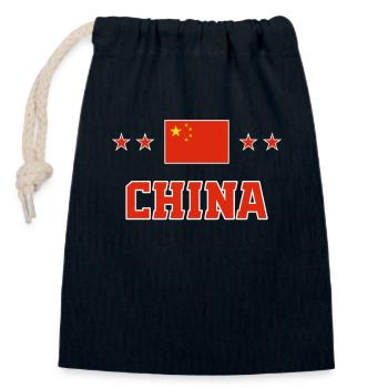 Chine - Sac cadeau en coton avec cordon (14 x 20 cm) - bleu marine - Devant