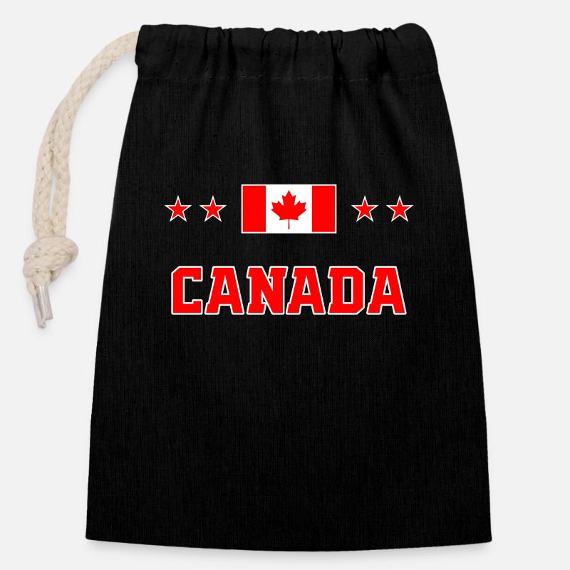 Canada - Sac cadeau en coton avec cordon (14 x 20 cm) - noir