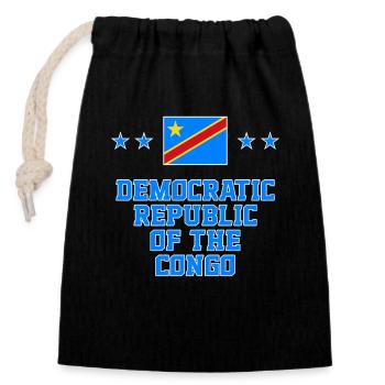 Demokratische Republik Kongo - Verschließbarer Geschenkbeutel aus Baumwolle (14x20cm) - Schwarz - Vorne