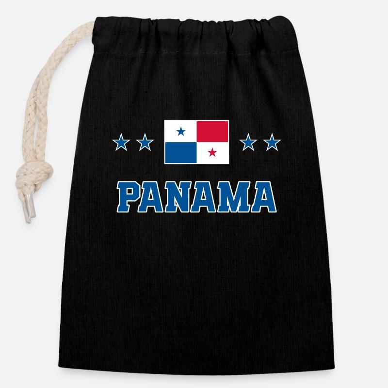 Panama - Verschließbarer Geschenkbeutel aus Baumwolle (14x20cm) - Schwarz