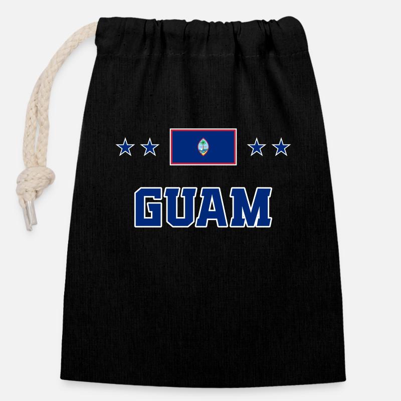 Guam - Sac cadeau en coton avec cordon (14 x 20 cm) - noir