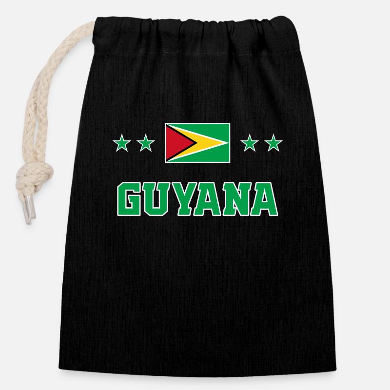 Guyana - Sac cadeau en coton avec cordon (14 x 20 cm) - noir