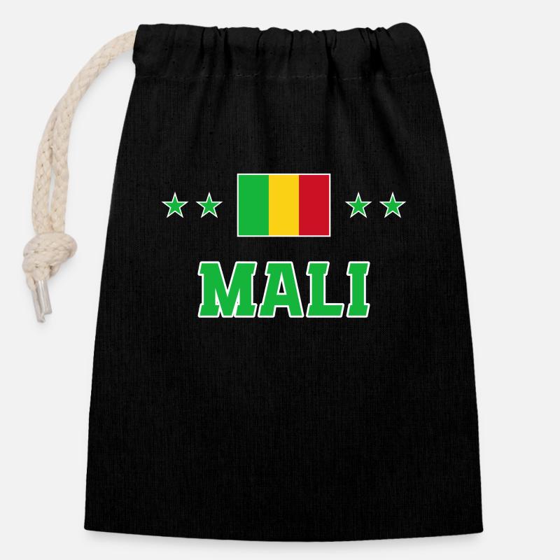 Mali - Sac cadeau en coton avec cordon (14 x 20 cm) - noir