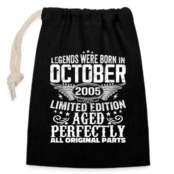 Les légendes sont nées en Octobre 2005 - 2005 - Sac cadeau en coton avec cordon (14 x 20 cm) - noir - Devant