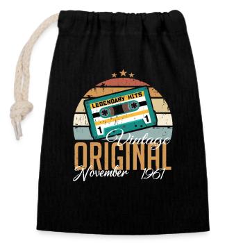 Born in November 1961 Retro - Closable cotton gift bag (14x20cm) - black - Front
